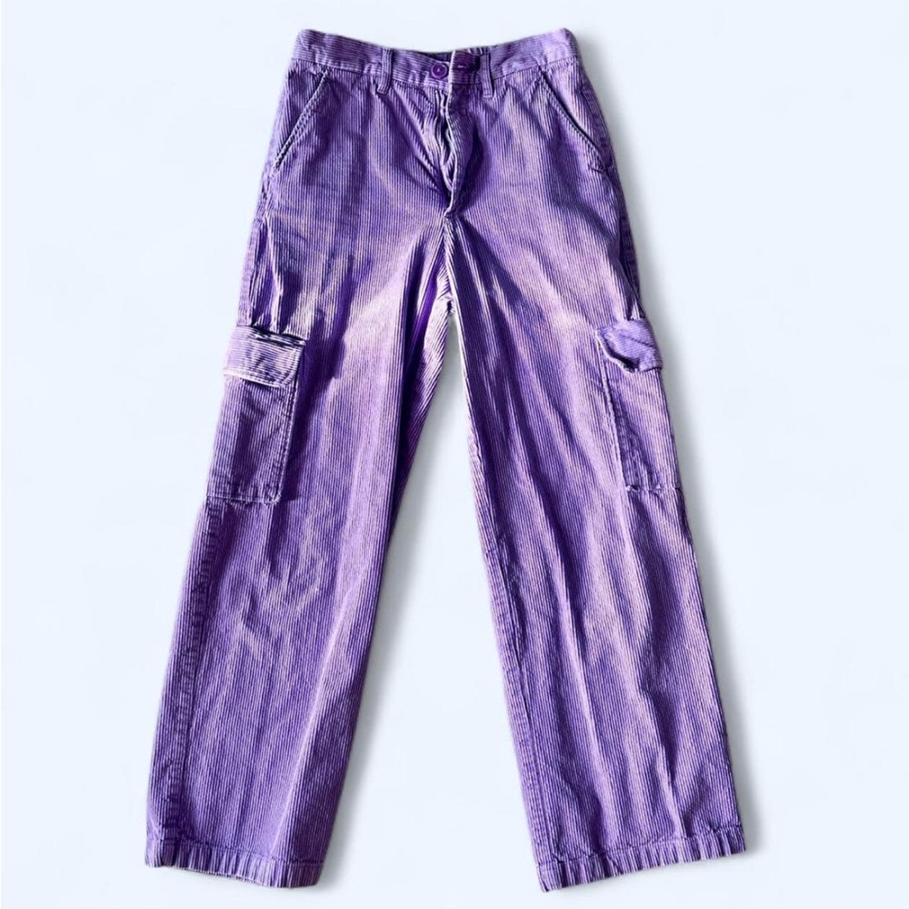 Purple Corduroy Straight Leg Cargo Pants 💜